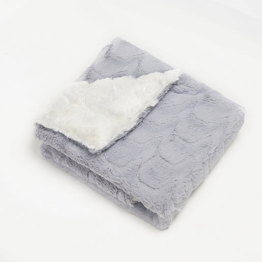 Super Cozy Grey Zig-Zag Fur Blanket