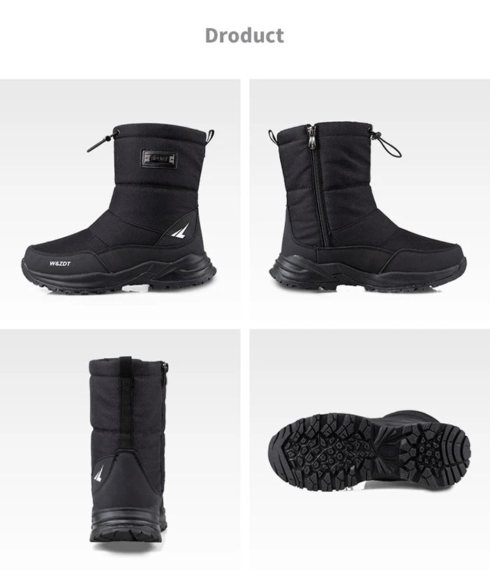 Winter High Boots for Man Outdoor Travel Snow Boots Zipper Non-slip Cotton Shoes Men Plus Velvet Keep Warm Men Casual Shoes 46