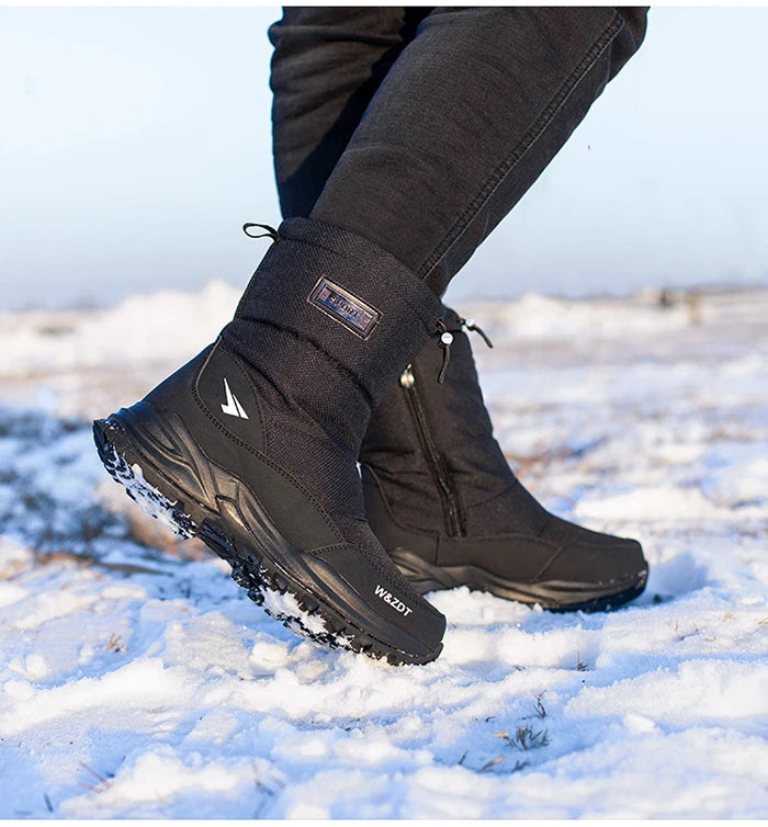 Winter High Boots for Man Outdoor Travel Snow Boots Zipper Non-slip Cotton Shoes Men Plus Velvet Keep Warm Men Casual Shoes 46