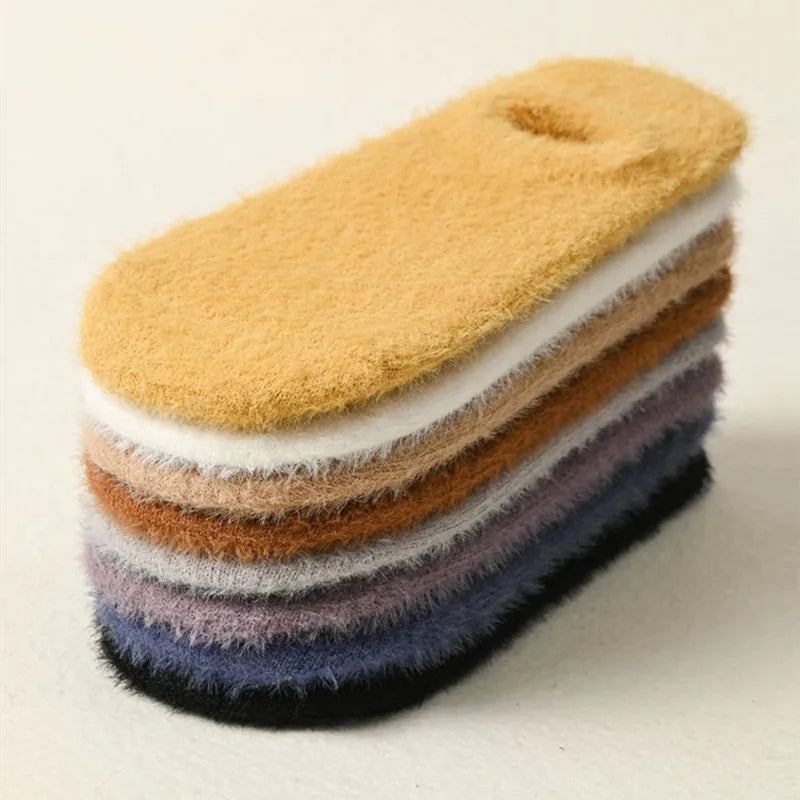 Winter Warm Thicken Thermal Low Cut Socks Women Woollen Seamless Sock Velvet Soft Sleeping Socks Solid Color Casual Floor Socks