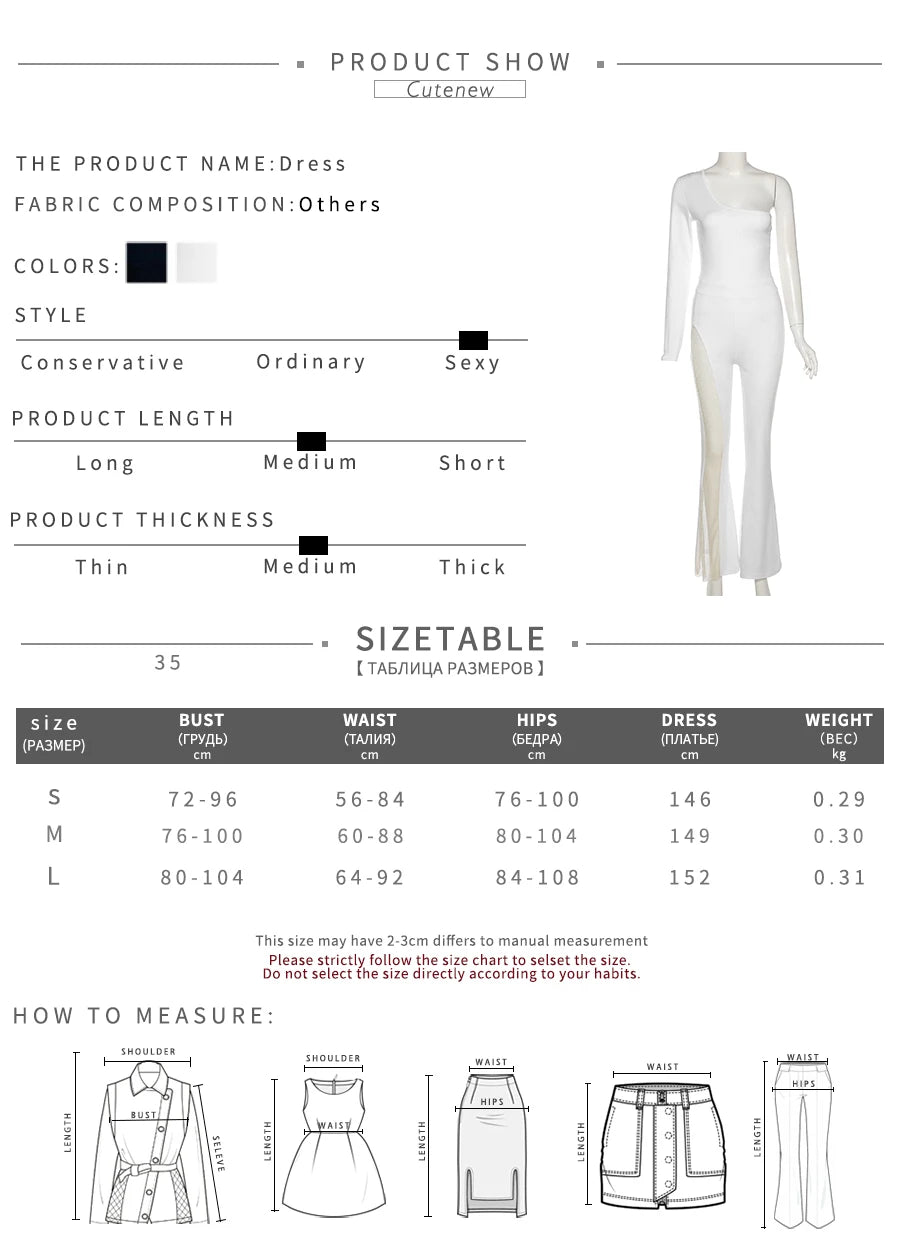 NIBBER Sexy Mesh Patchwork One Shoulder Playsuits Women Elegant Solid Skinny Flare Pants Jumpsuit Fashion Lady Party Streetwear