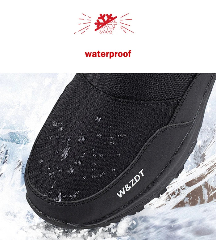 Winter High Boots for Man Outdoor Travel Snow Boots Zipper Non-slip Cotton Shoes Men Plus Velvet Keep Warm Men Casual Shoes 46