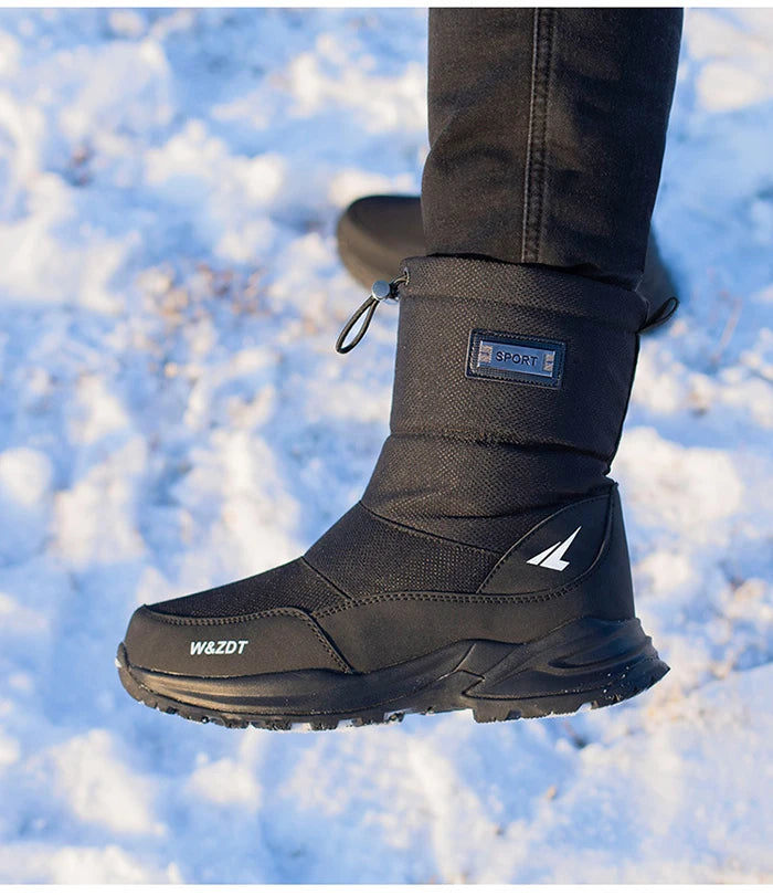 Winter High Boots for Man Outdoor Travel Snow Boots Zipper Non-slip Cotton Shoes Men Plus Velvet Keep Warm Men Casual Shoes 46