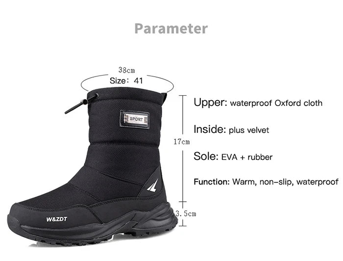 Winter High Boots for Man Outdoor Travel Snow Boots Zipper Non-slip Cotton Shoes Men Plus Velvet Keep Warm Men Casual Shoes 46