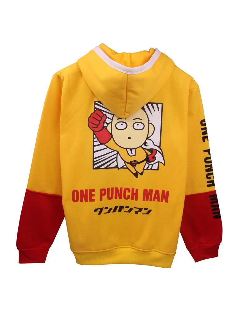 Adult Yellow Hoodies cartoon Hoodie Saitama cosplay clothing Men Women Costume Sweatshirts Mens anime clothes