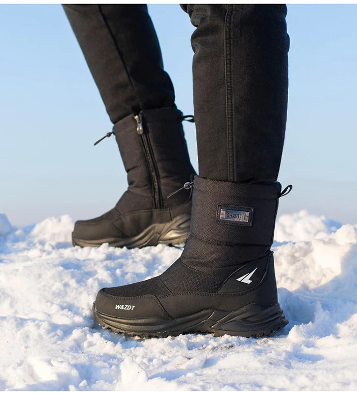 Winter High Boots for Man Outdoor Travel Snow Boots Zipper Non-slip Cotton Shoes Men Plus Velvet Keep Warm Men Casual Shoes 46