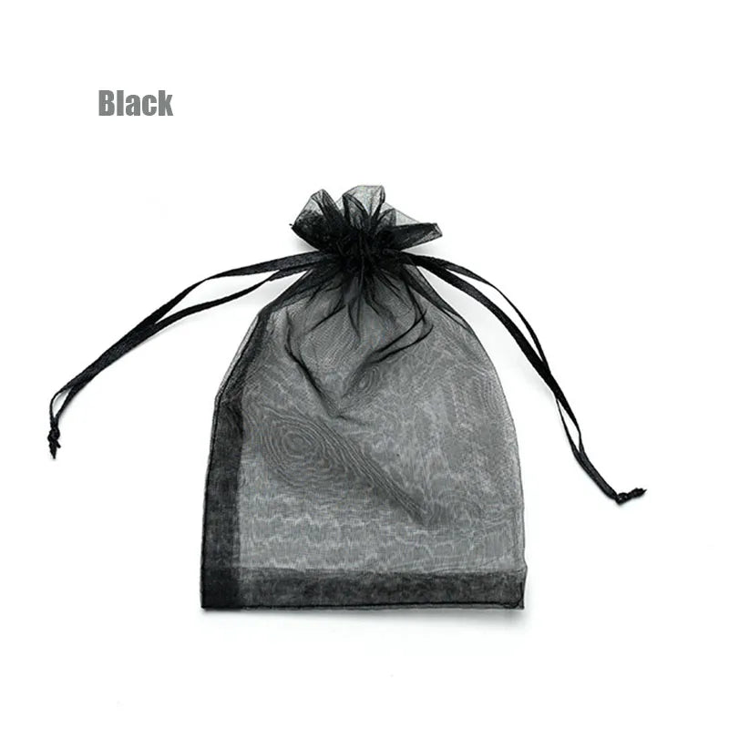 RE 100pcs 22 Colors 7x9 9x12cm 10x15 13x18cm Wedding Christmas Gift Drawable Organza Bags Jewelry Packaging Display & Pouches 13