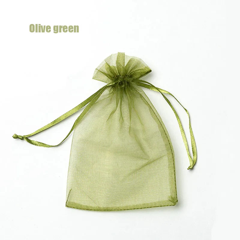 RE 100pcs 22 Colors 7x9 9x12cm 10x15 13x18cm Wedding Christmas Gift Drawable Organza Bags Jewelry Packaging Display & Pouches 13