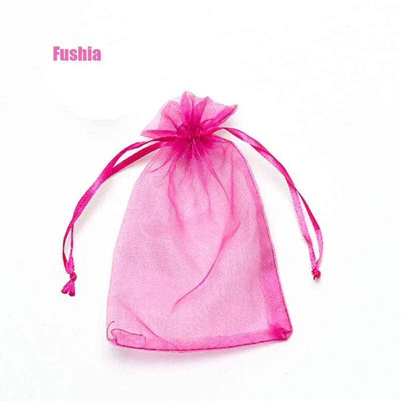 RE 100pcs 22 Colors 7x9 9x12cm 10x15 13x18cm Wedding Christmas Gift Drawable Organza Bags Jewelry Packaging Display & Pouches 13
