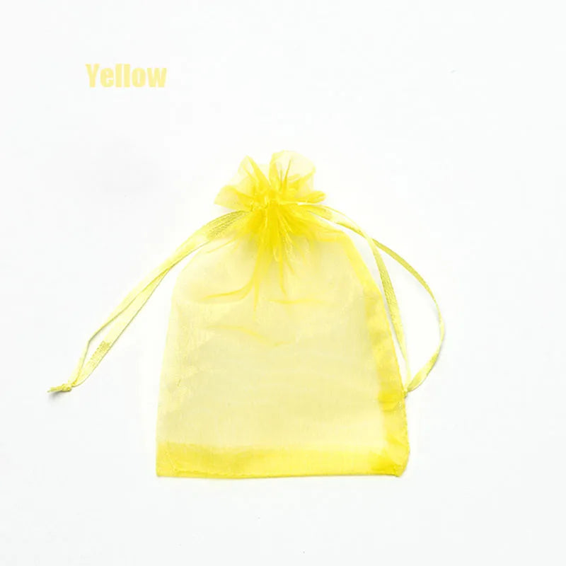 RE 100pcs 22 Colors 7x9 9x12cm 10x15 13x18cm Wedding Christmas Gift Drawable Organza Bags Jewelry Packaging Display & Pouches 13