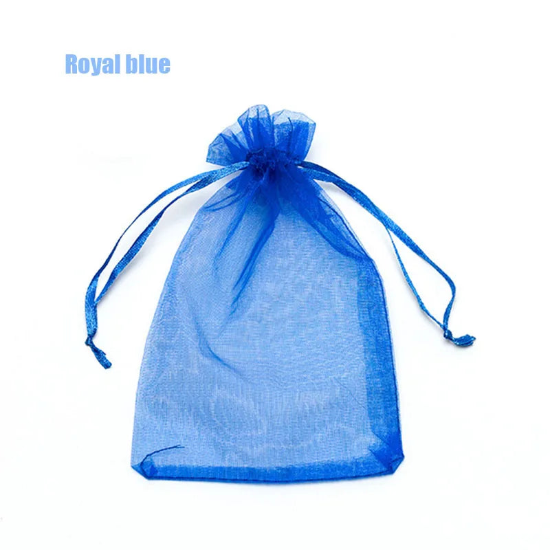 RE 100pcs 22 Colors 7x9 9x12cm 10x15 13x18cm Wedding Christmas Gift Drawable Organza Bags Jewelry Packaging Display & Pouches 13