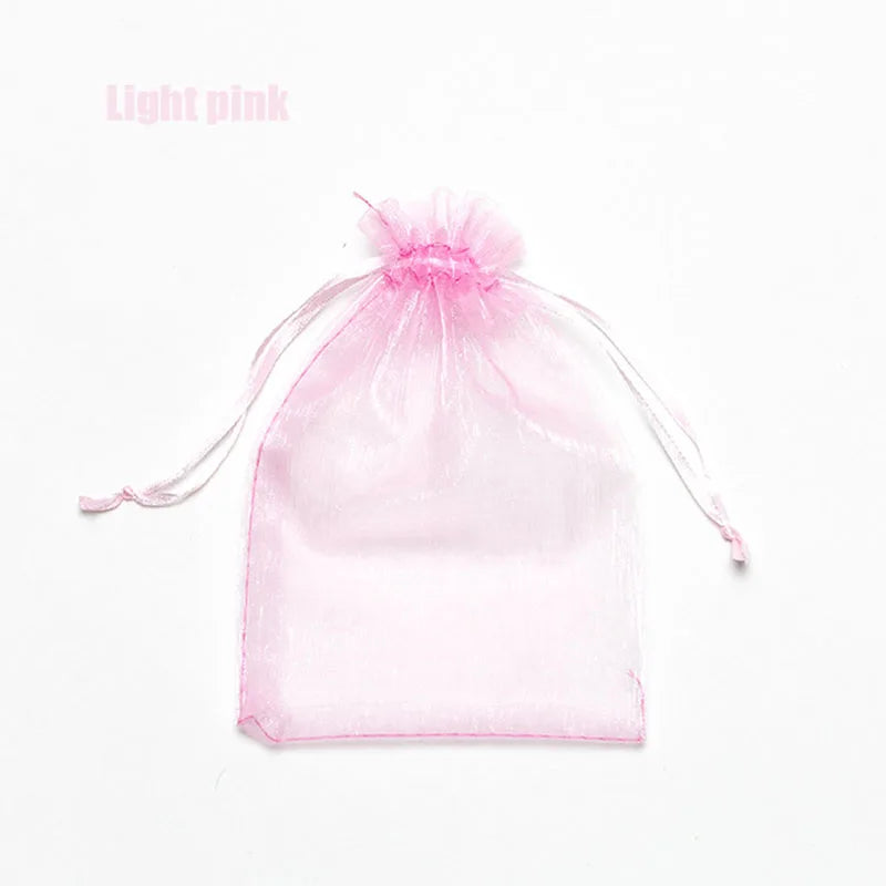RE 100pcs 22 Colors 7x9 9x12cm 10x15 13x18cm Wedding Christmas Gift Drawable Organza Bags Jewelry Packaging Display & Pouches 13