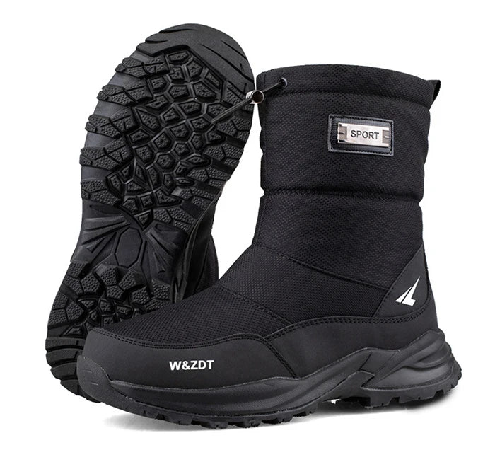 Winter High Boots for Man Outdoor Travel Snow Boots Zipper Non-slip Cotton Shoes Men Plus Velvet Keep Warm Men Casual Shoes 46