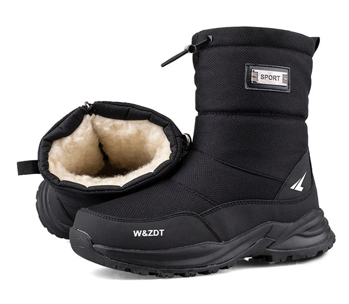 Winter High Boots for Man Outdoor Travel Snow Boots Zipper Non-slip Cotton Shoes Men Plus Velvet Keep Warm Men Casual Shoes 46