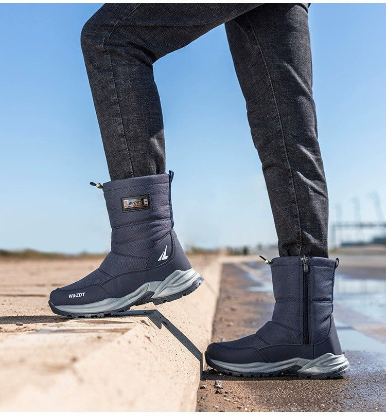 Winter High Boots for Man Outdoor Travel Snow Boots Zipper Non-slip Cotton Shoes Men Plus Velvet Keep Warm Men Casual Shoes 46
