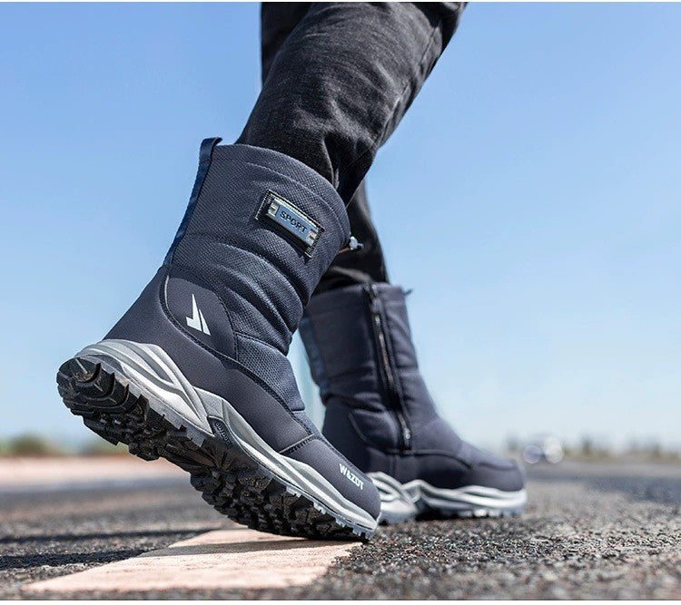 Winter High Boots for Man Outdoor Travel Snow Boots Zipper Non-slip Cotton Shoes Men Plus Velvet Keep Warm Men Casual Shoes 46