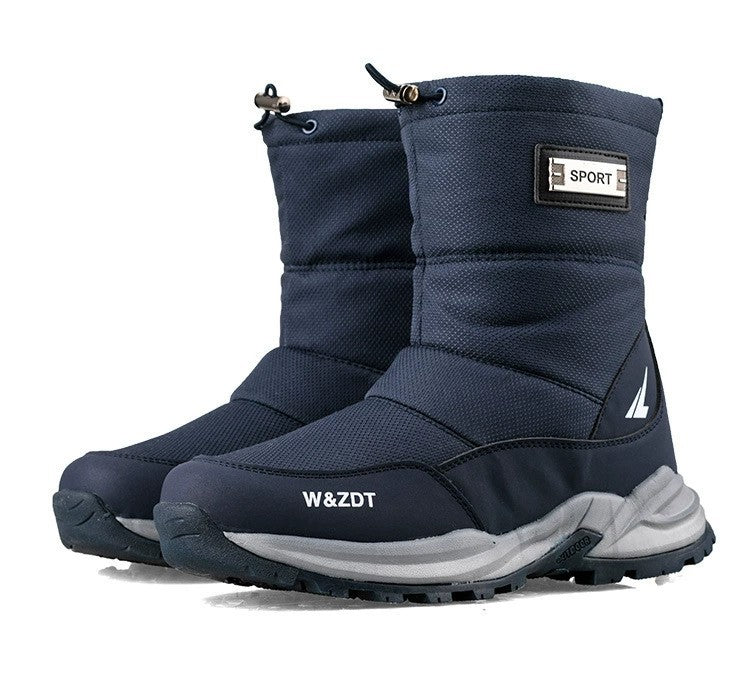 Winter High Boots for Man Outdoor Travel Snow Boots Zipper Non-slip Cotton Shoes Men Plus Velvet Keep Warm Men Casual Shoes 46