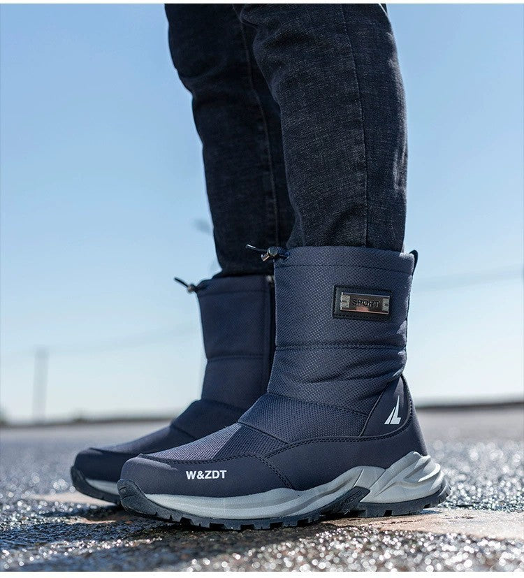 Winter High Boots for Man Outdoor Travel Snow Boots Zipper Non-slip Cotton Shoes Men Plus Velvet Keep Warm Men Casual Shoes 46