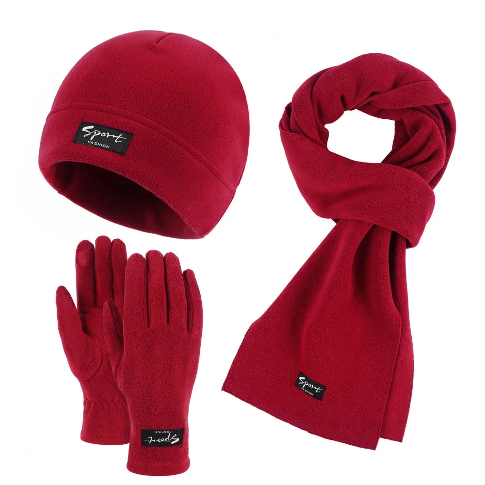 Neck Warmer Winter Beanie Hats Scarf Gloves Set Thicken Windproof Women Warm Knitted Hat Ear Protection Cold Proof