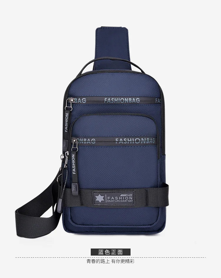 Chest Bag For Men New Large Capacity Shoulder Korean Version Travel Lightweight Nylon Crossbody Bag Backpack