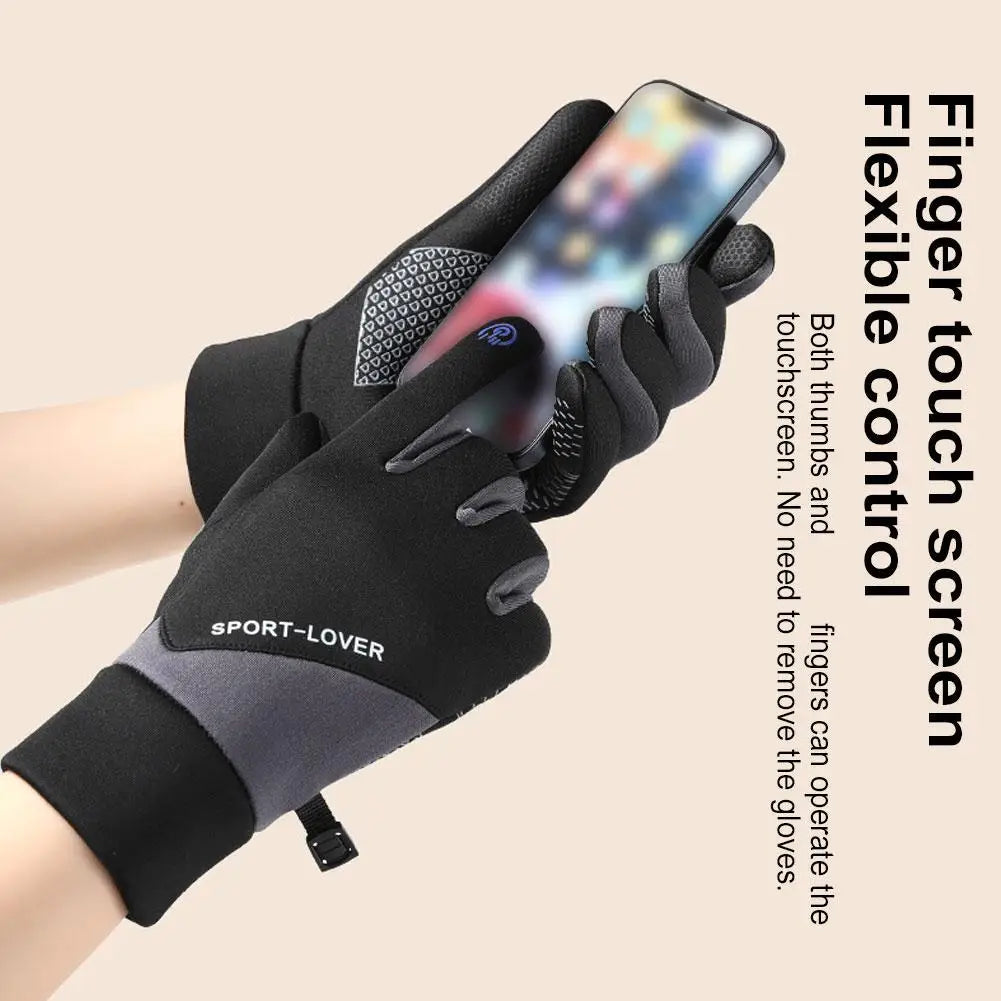 Winter Warm  Cycling Gloves Windproof Sports Running Motorcycle Anti-Slip Warm Outdoor Sports Touch Screen Full Fingers Gloves