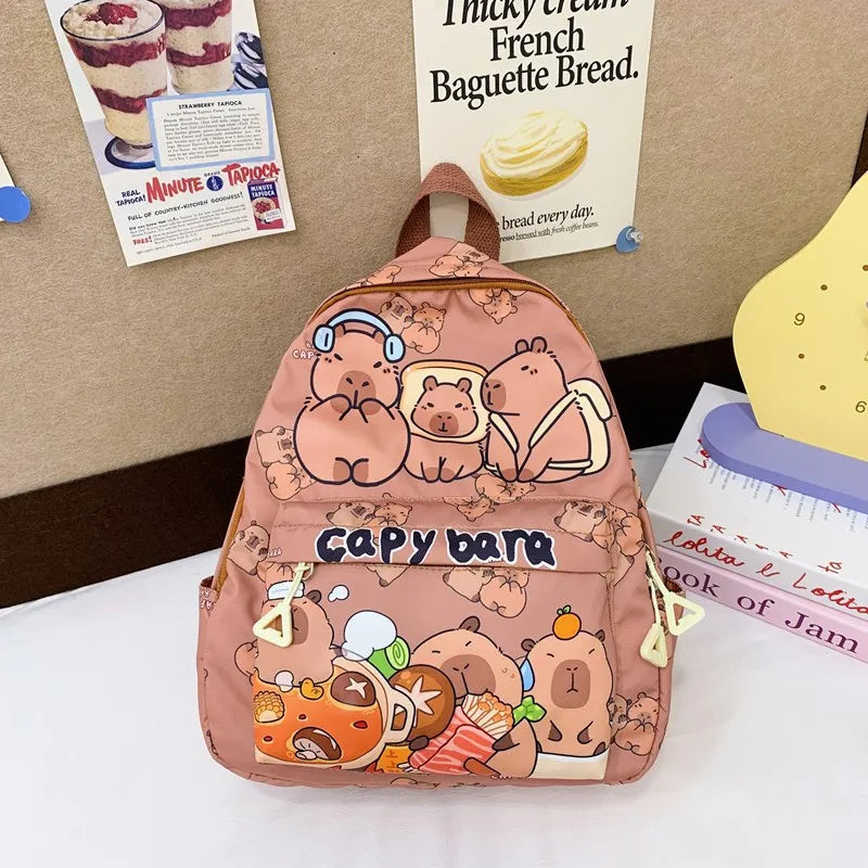 Cute Large Capacity Capybara Backpack Cartoon Breathable Student Schoolbag Nylon Ultra-light Book Bag Back to school Women Girl