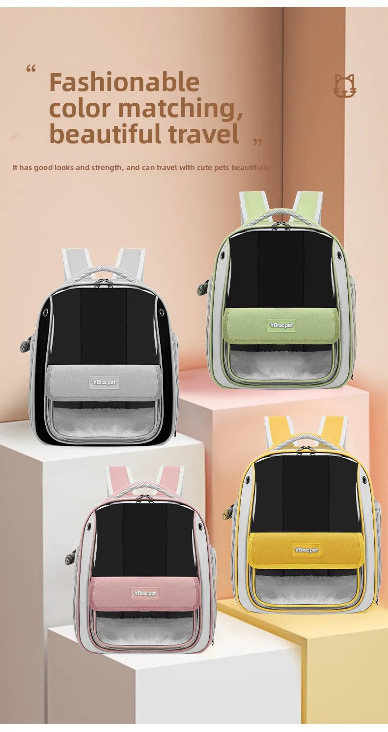 Cat backpack  outing schoolbag  double-shoulder pet bag  cat for travel  dog and cat supplies  transparent large-capacity portab