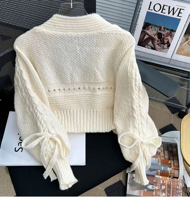 Sweater Jacket Women's Autumn and Winter New Style Western-style Outerwear with Knitted Cardigan Loose Short Long Sleeved Top