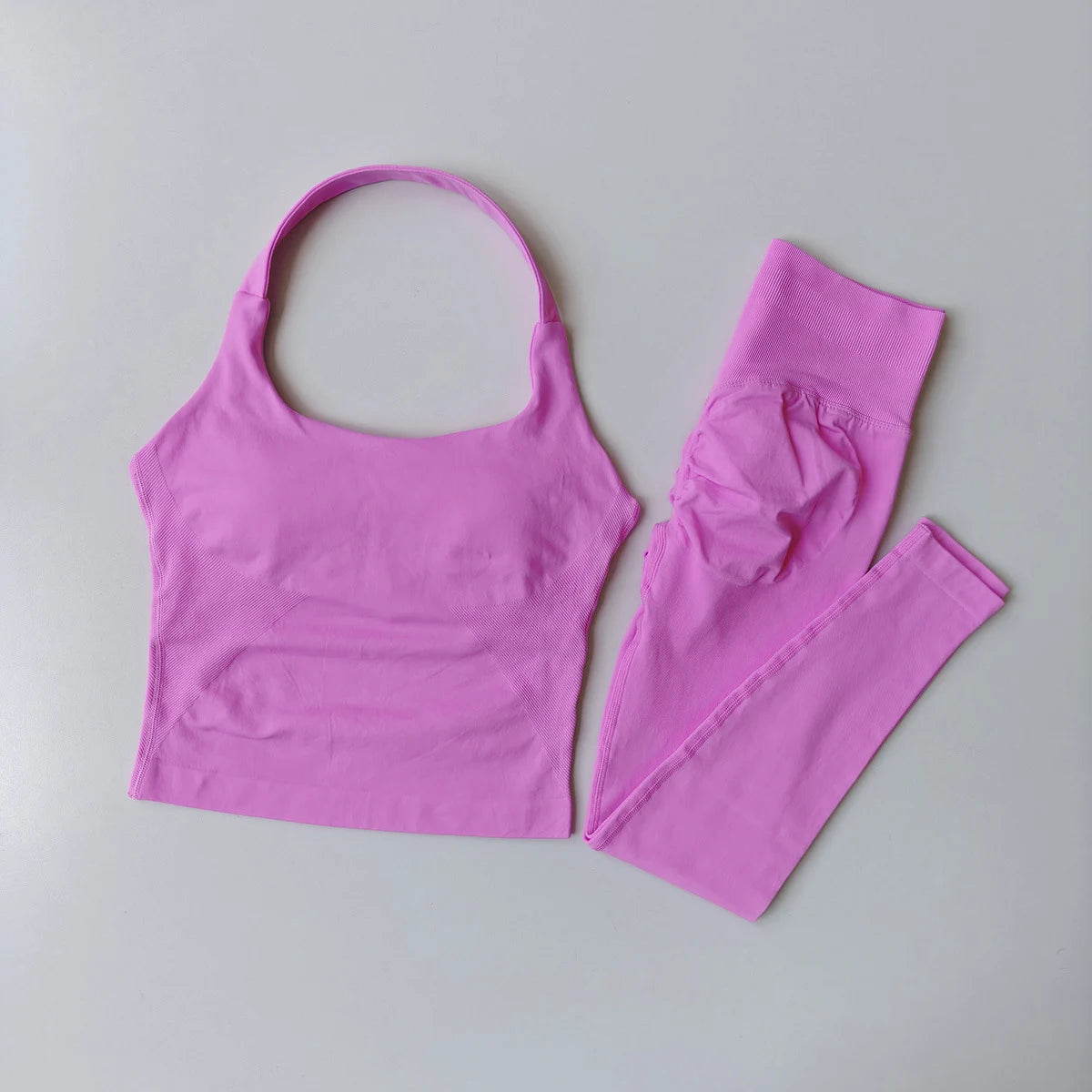 Workout Sets for Women - Seamless Yoga Outfit with Padded Sports Bra, High Waist Booty Lifting Leggings for Gym