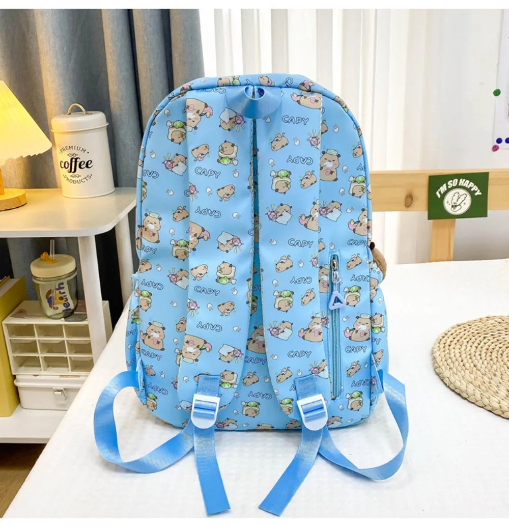 Cute Large Capacity Capybara Backpack Cartoon Breathable Student Schoolbag Nylon Ultra-light Book Bag Back to school Women Girl