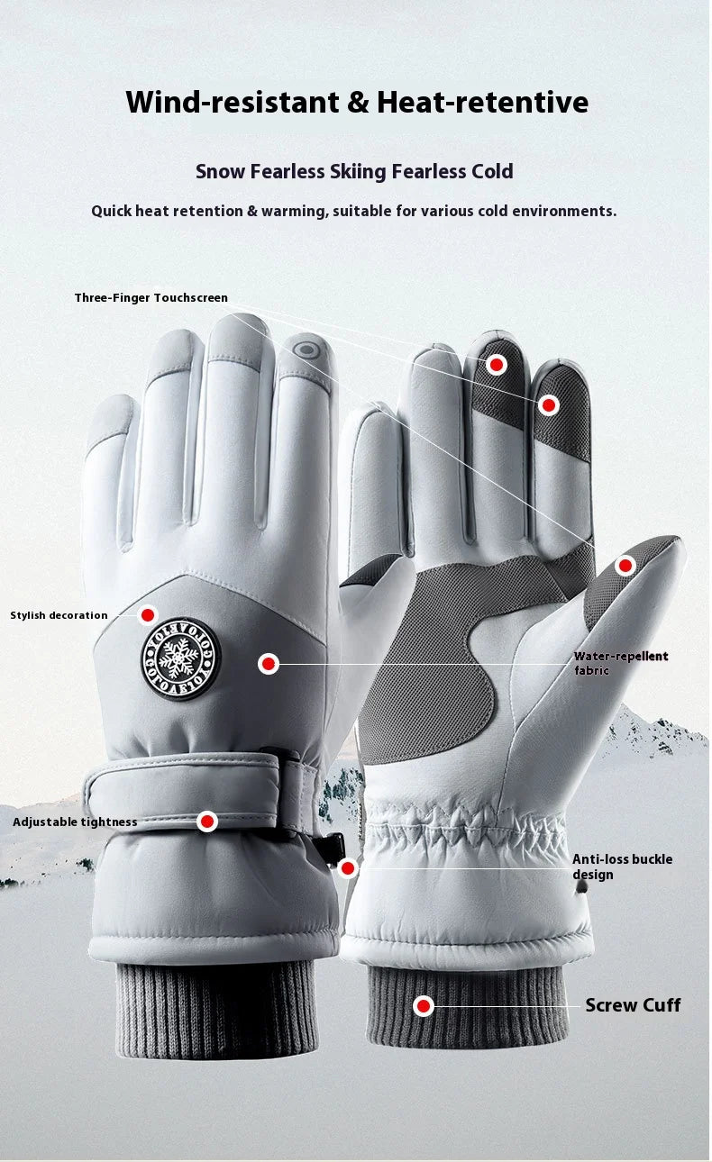 Winter ski gloves for men and women waterproof windproof warmth thickened anti-slip touch screen riding driving gloves