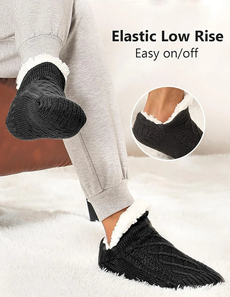 Winter Slipper Socks with Grippers for Men Women– Warm, Fuzzy, Fleece-Lined, Non-Slip, Cozy & Thick for Cold Weather Comfort