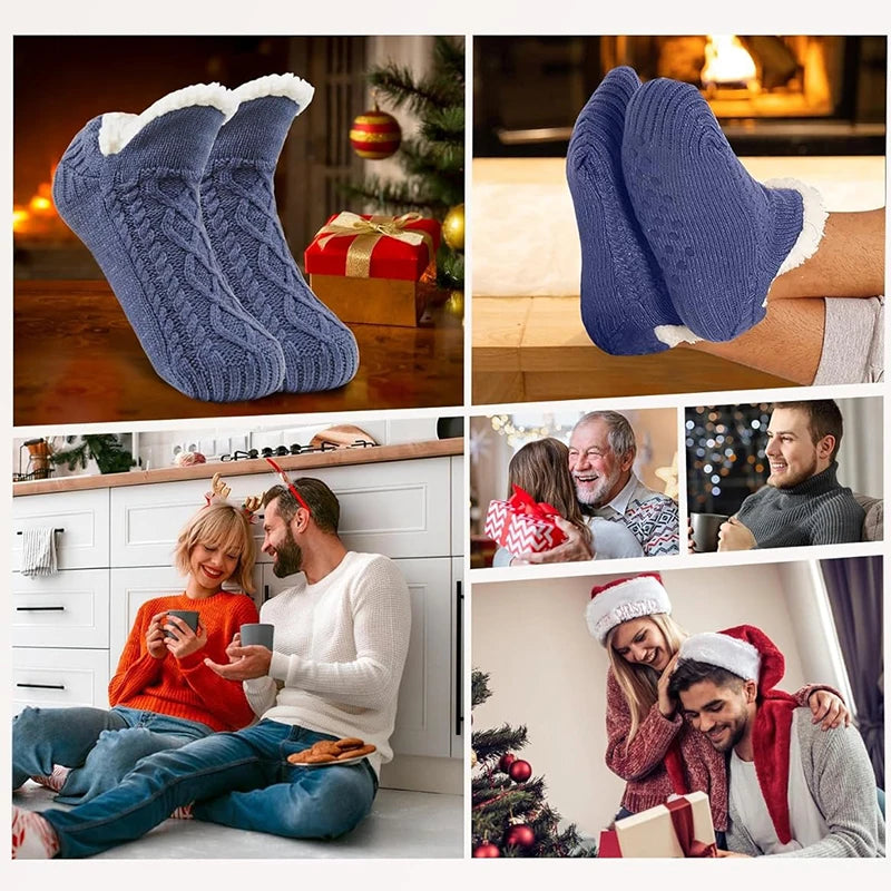 Winter Slipper Socks with Grippers for Men Women– Warm, Fuzzy, Fleece-Lined, Non-Slip, Cozy & Thick for Cold Weather Comfort