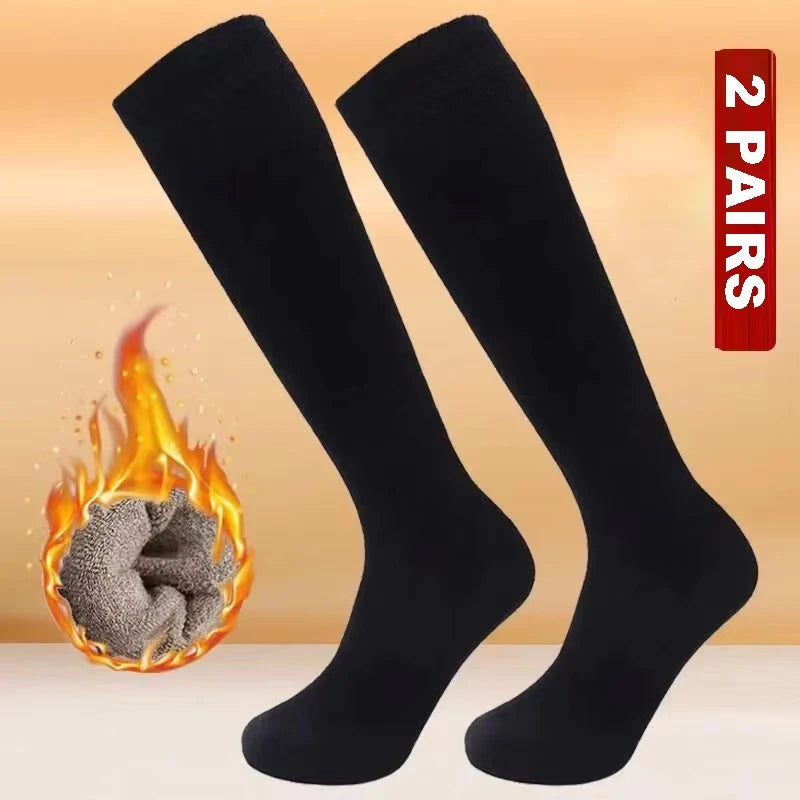 Winter Men's Knee Long Socks Keep Warm Longer Stocking Compression Winter Terry Socks Thicken Cover Calf Sokken Gift
