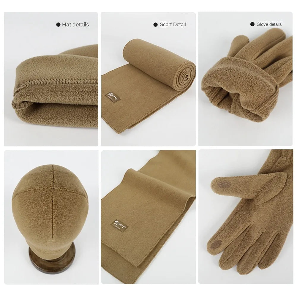 Neck Warmer Winter Beanie Hats Scarf Gloves Set Thicken Windproof Women Warm Knitted Hat Ear Protection Cold Proof