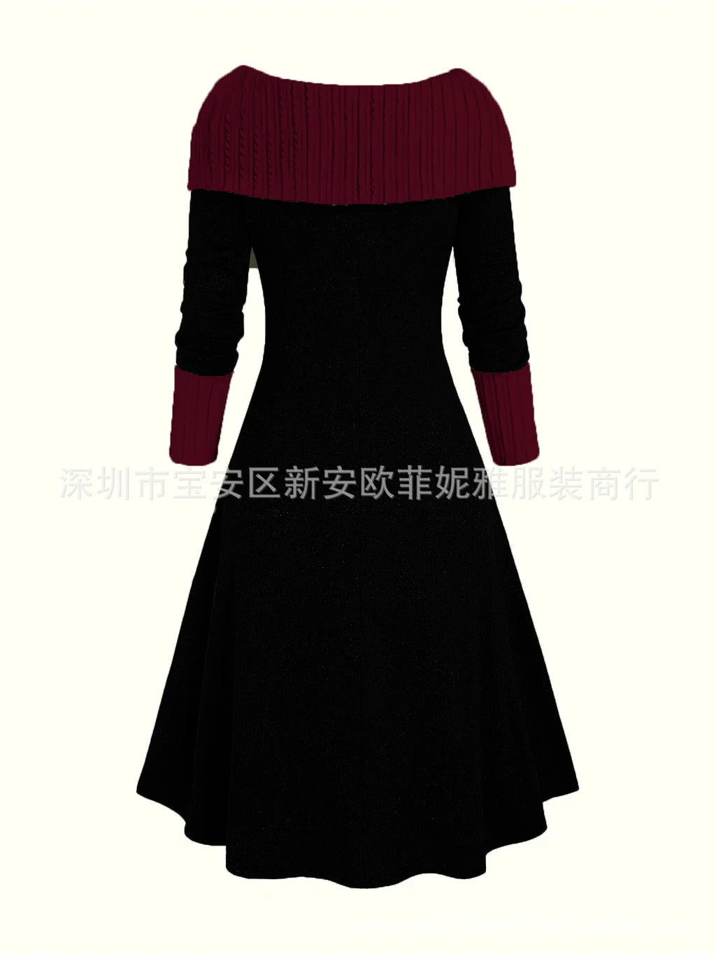 Fall Winter Women Dresses Elegant Temperament Colorblocked Dress Warm Long Sleeved Long Commuter Skirt for Female Dress 2025