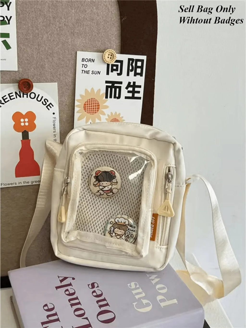 Y2K Mini Itabag Women Korean Casual Crossbody Bags Transparent Pocket Small Shoulder Bag Purses and Phone Ita Bag DIY Bag