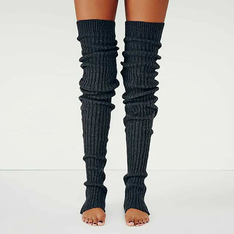 Winter Long Warm Leg Warmers Knitting Knee High Socks Girl Boot Topper Sock Skinny Stockings Knitted Crochet Long Socks