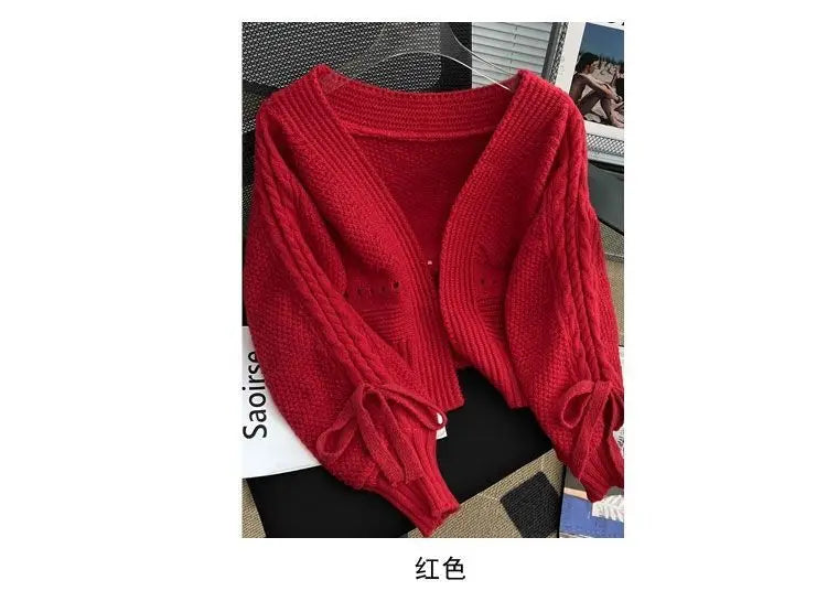 Sweater Jacket Women's Autumn and Winter New Style Western-style Outerwear with Knitted Cardigan Loose Short Long Sleeved Top