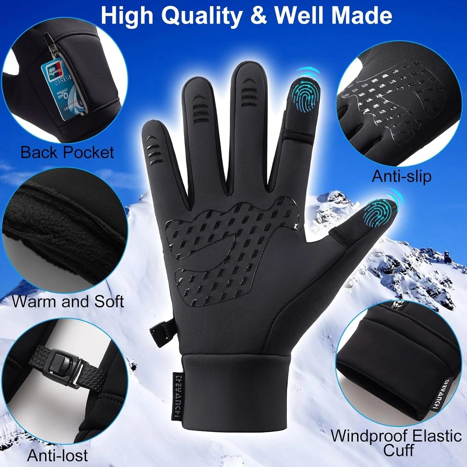 Winter Gloves for Men Women Touch Screen,Cold Weather Thermal Sport Gloves for Fishing Running Cycling Driving, Warm Windproof