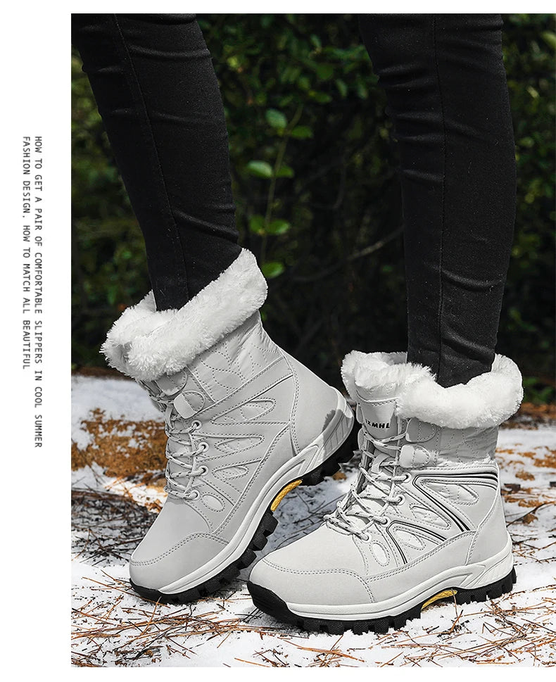 Winter Snow Boots Women High-top Outdoor Casual Keep Warm Soft Plush Ankle Boots Women Anti-slip Wear-resistant Women Shoes