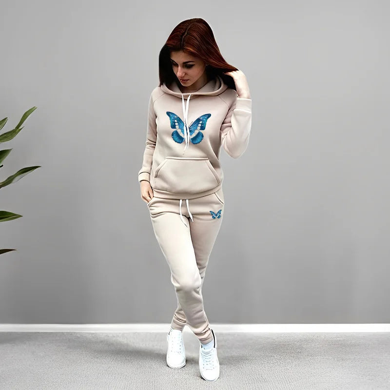 Women's 2 Piece Outfit Set Hoodie Joggers Tracksuit Casual Daily Fashion Autumn Winter Female Home Outdoor Comfort Warm Outfit
