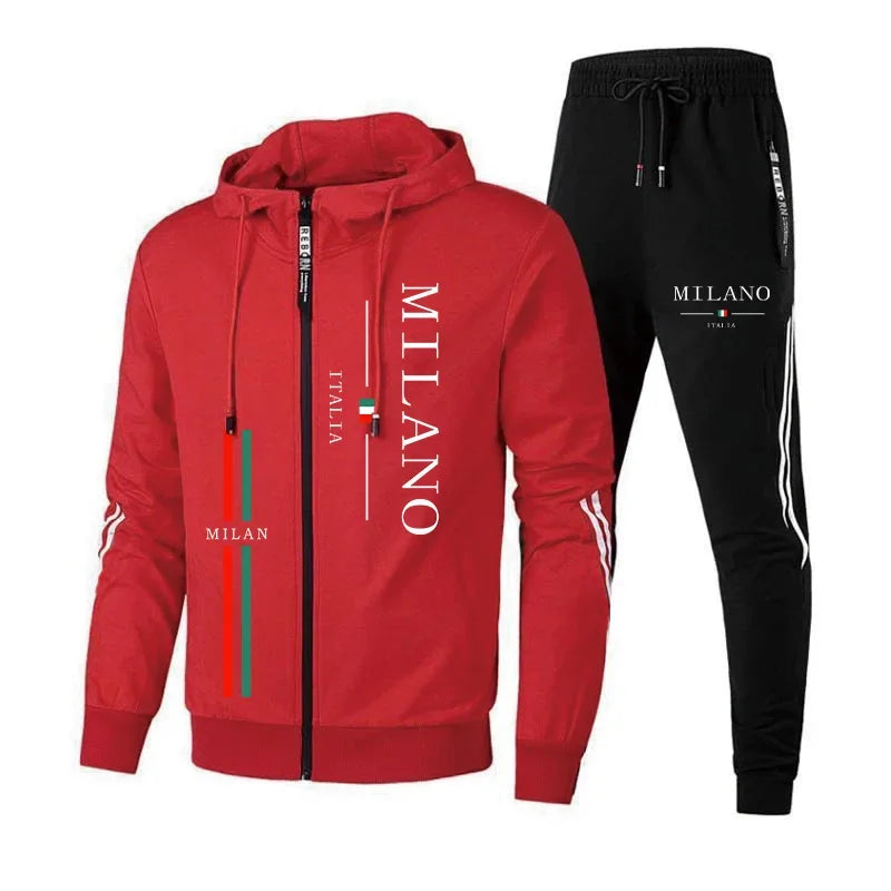 Fall Winter Daily Casual Sporty Jogger Set Fitness Jacket Outfit 2025 New Arrival Men's Tracksuit Zip-up Hoodie Black Sweatpants