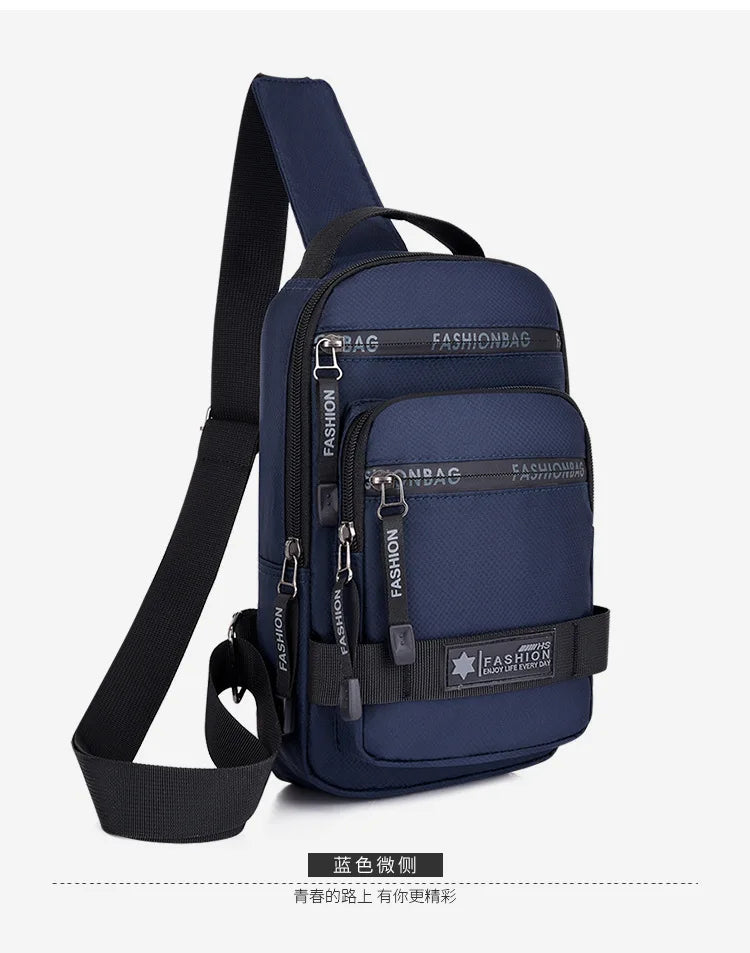Chest Bag For Men New Large Capacity Shoulder Korean Version Travel Lightweight Nylon Crossbody Bag Backpack
