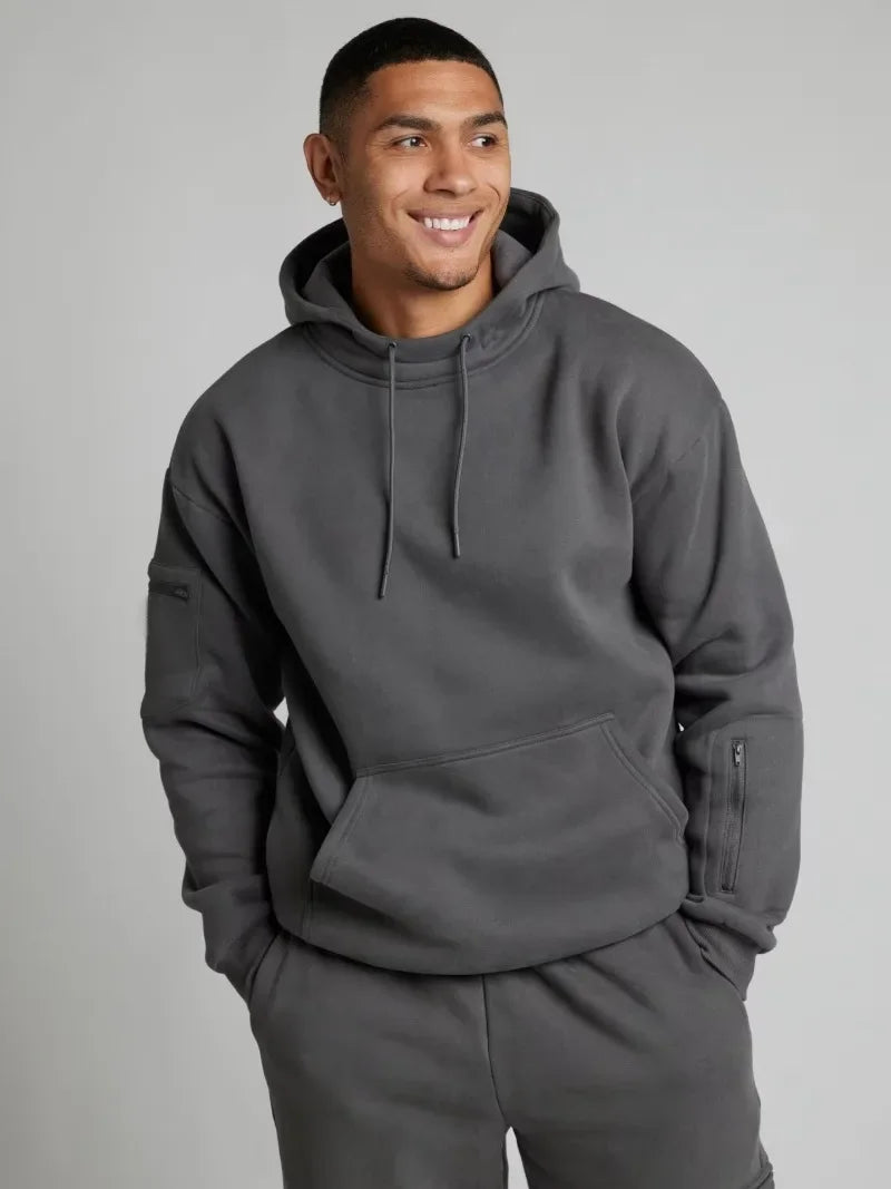 Fitness Workout Outfits Autumn Winter Women Tracksuit Sport Pocket Sweatshirt Hoodies with Eye Patch Sweatpants Two Piece Set