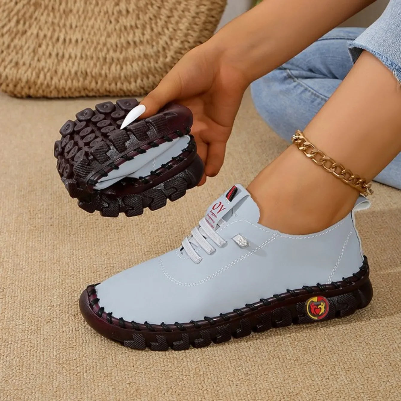 Women Sneakers Spring Summer 2025 New Soft-soled Roman Sneakers Breathable Retro Stitching Muffin Bottom Plus Size Women Shoes