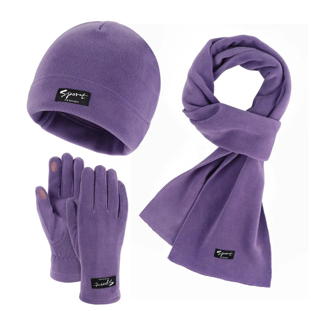 Neck Warmer Winter Beanie Hats Scarf Gloves Set Thicken Windproof Women Warm Knitted Hat Ear Protection Cold Proof