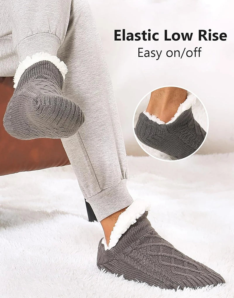 Winter Slipper Socks with Grippers for Men Women– Warm, Fuzzy, Fleece-Lined, Non-Slip, Cozy & Thick for Cold Weather Comfort