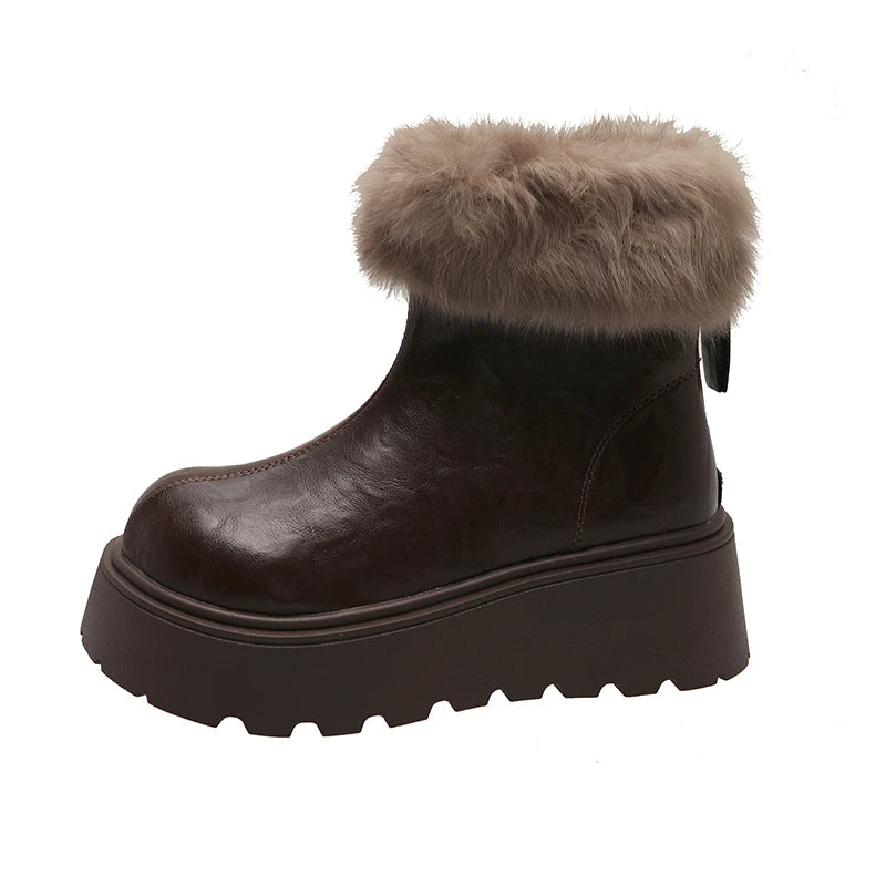 2026 Winter Vintage Women's Boots with Fashionable Added Insulation Warm and Thick Soles High Heels Made of Cotton Hot 35-40