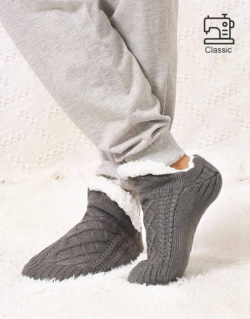 Winter Slipper Socks with Grippers for Men Women– Warm, Fuzzy, Fleece-Lined, Non-Slip, Cozy & Thick for Cold Weather Comfort